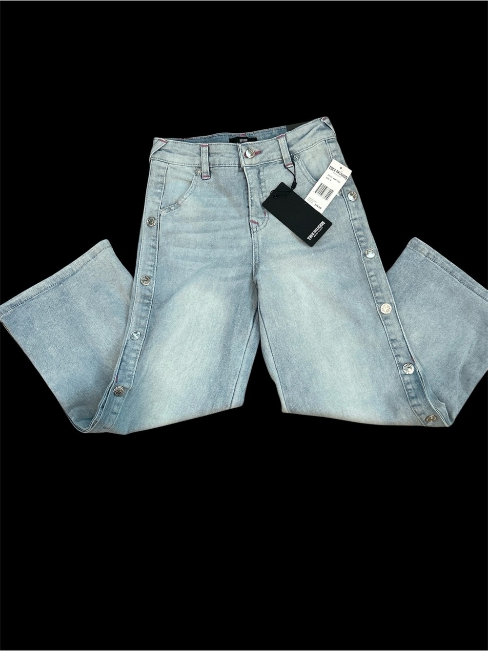 True Religion Light Blue Kids Button-Strip Side Jeans